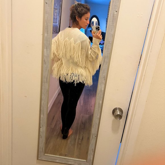 Cream Fringe Sweater - Blue B - Boho, comfy, soft - Picture 4 of 8